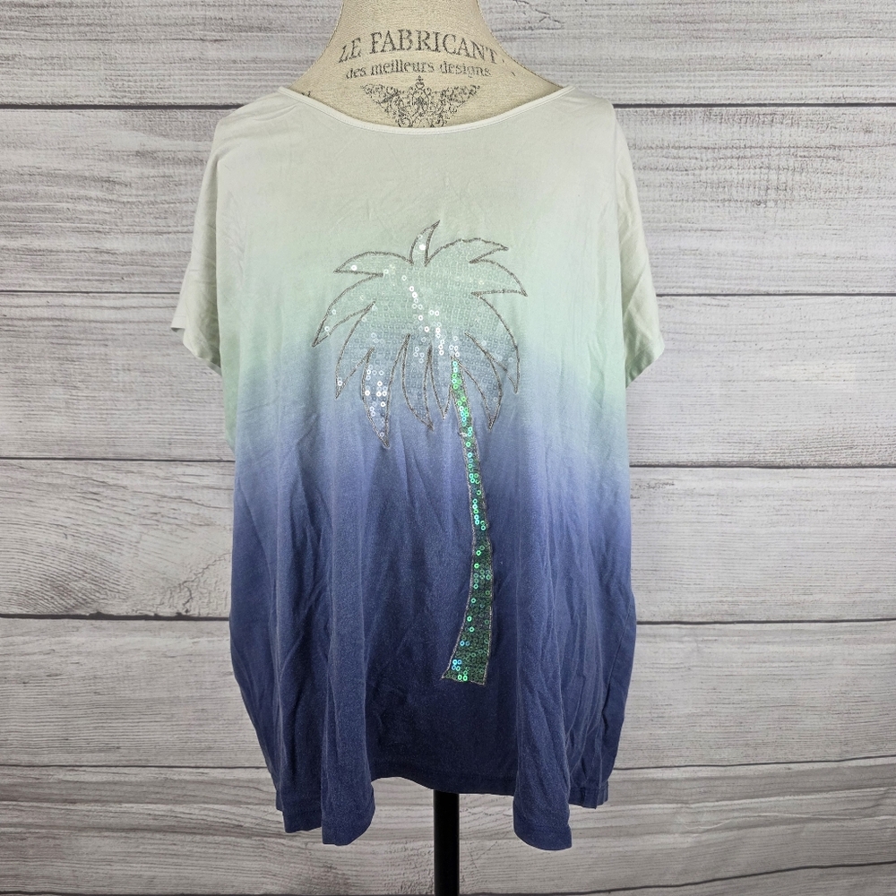 Hearts Of Palm Ombre Sequin Palm Tree T-Shirt